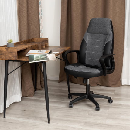 Кресло INTER (24) кож/зам/ткань, черный/серый, 36-6/207/TW-12/TW-11_12