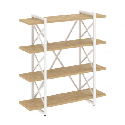 Стеллаж на регулируемых опорах - 4 полки LOFT VR.L-MST.O-4.8V Металл белый Тиквуд светлый_0