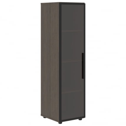 Шкаф-колонка со стеклянной дверью в металлической раме (левый) VELION VMCS 40.2 L Дуб Сильвер_0