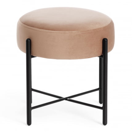 Банкетка AMBER металл, ткань, 41*41*40 см, бежевый/черный_1