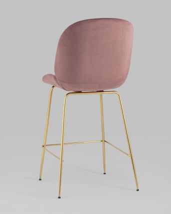 Стул полубарный Beetle со спинкой gold Темно-розовый_4