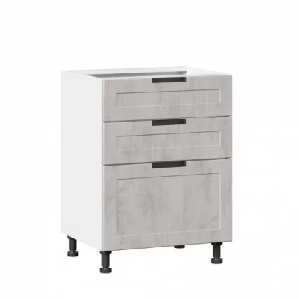 Тумба кухонная 600 с 3 ящиками ЛЮКС (4) Джамис ЛД 296.910.000.038 Белый Белый камень_0