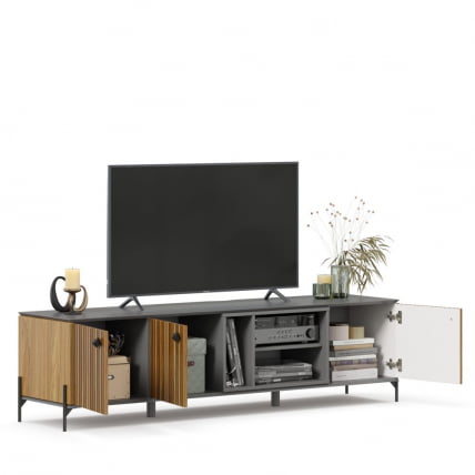 Тумба ТВ 1800 Элиот ЛД 414.020.000 Оникс Серый/Орех фактурный_1