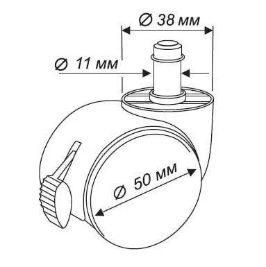 Набор черных колес c механической блокировкой BlockCastorSet3850_1