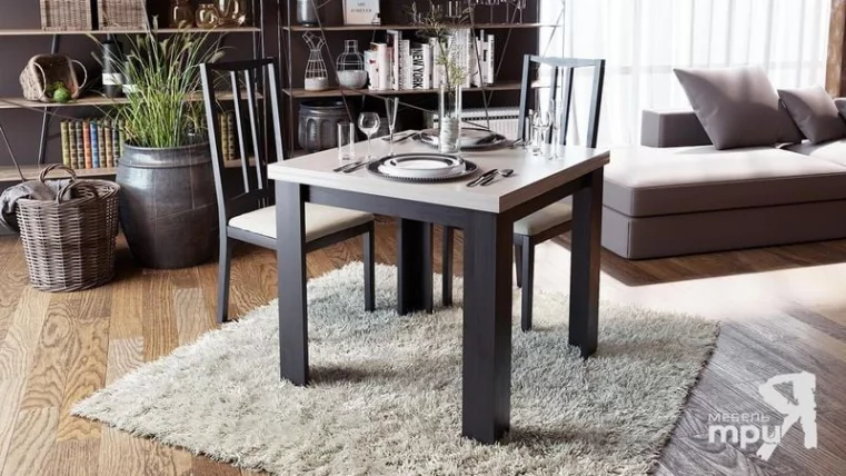 Стол обеденный Хьюстон тип 1 Черный/Северное дерево светлое_2