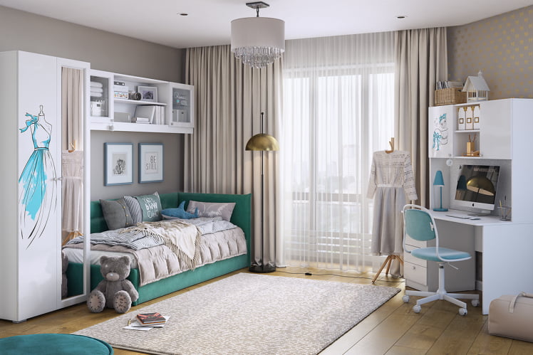 Кровать  0.9 Альба (Тахта) КМ.T-16 сосна (велюр)_4