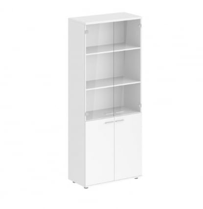 Шкаф высокий четырехдверный со стеклом Sigma SG.811.WH.WH.GL Белый_0