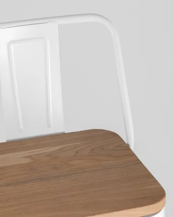 Стул барный Tolix Wood 75.5  со спинкой Белый_8