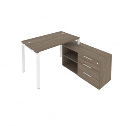 Рабочая станция на П-образном м/к с опорной тумбой правая Metal System БП.РС-СТС-2.2 Пр Вяз/Белый_0