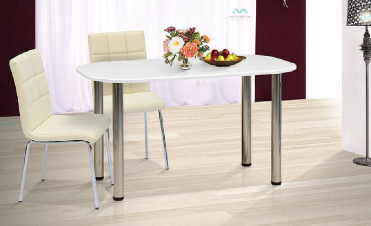 Стол на металлических опорах 130/70 (Белый металлик)_0