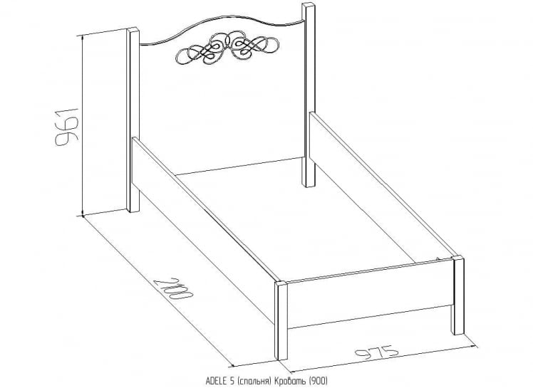 Кровать (900) ADELE 5 Дуб Сонома/Орех шоколадный(спальня)_1