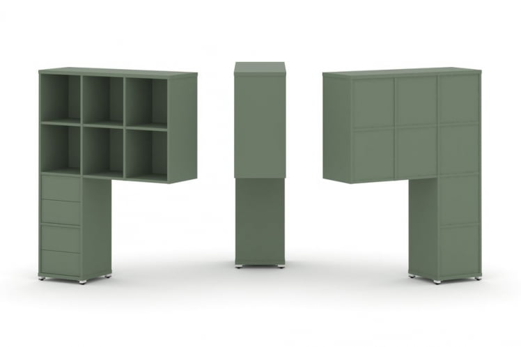 Надставка на стол высокая односторонняя + задняя стенка (8 шт.) + блок с 2-мя ящиками (2 шт.) CONCEPT CN.ONV-005 Кобо Белый металл_0