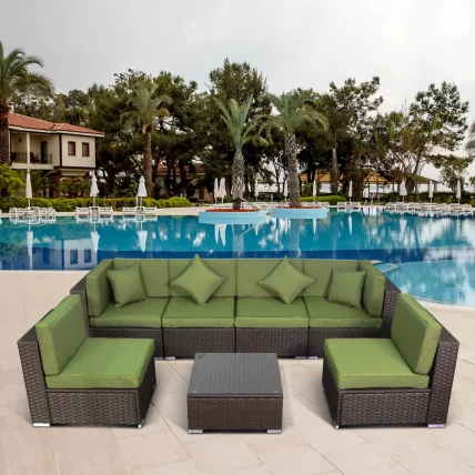 Плетеный модульный диван ЙР822БГ Бровн/Греен / YR822BG Brown/Green_0