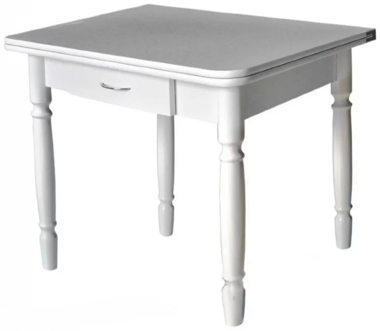 Стол обеденный Ломберный с ящ 1 кат 415 4131 Ноги белые ЛДСП белый_0