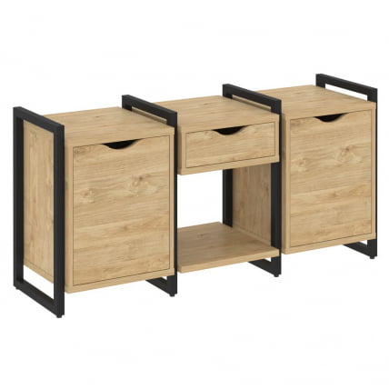 Тумба на регулируемых опорах наборная. Вариант №7 LOFT VR.L-TN-7.O Металл черный Тиквуд светлый_0