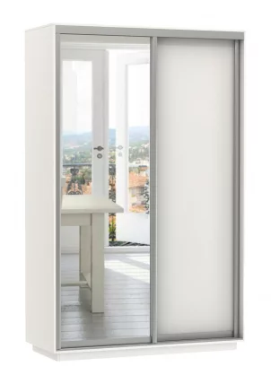 Шкаф-купе двухдверный Экспресс Дуо Медиум 1200х2200h Белый снег_0