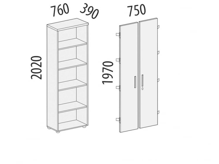 Стеллаж закрытый Альфа 62 131 Орех Пегас_3