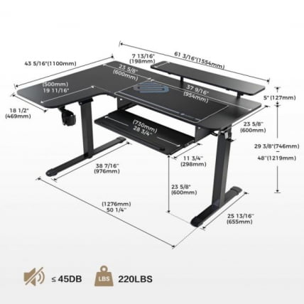 Стол для для компьютера (для геймеров) угловой (левый) c электроприводом EUREKA ERK-L60L-B-PRO-V1-EU_9
