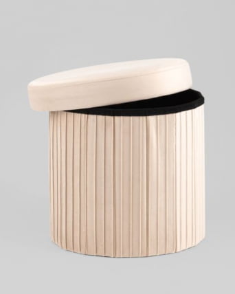 Пуф складной с ящиком Store Round бежевый_0