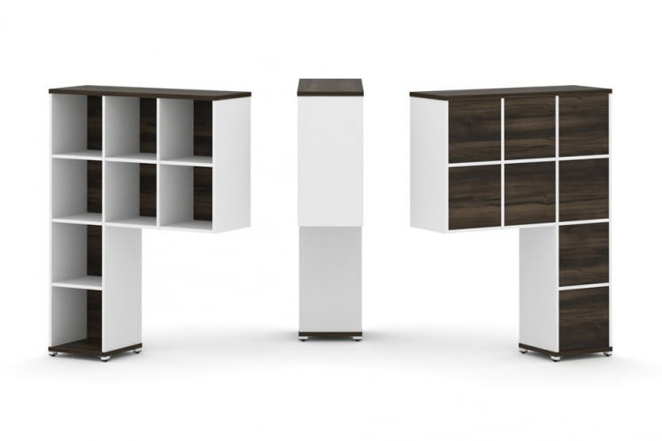 Надставка на стол высокая односторонняя + задняя стенка (8 шт.) CONCEPT CN.ONV-001 Дуб Мали Белый бриллиант Белый металл_0