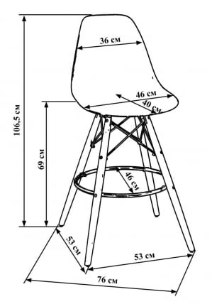 Стул барный ДОБРИН ДСВ БАР Голубой БЕ-02 / DOBRIN DSW BAR BE-02_6