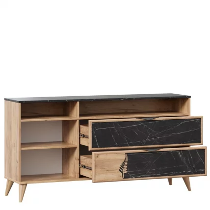 Комод 1500 Шелли ЛД 692.040.000 Дуб золотой Камень Пьетра чёрный_1