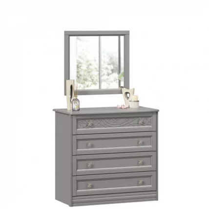 Комод с 4 ящиками с зеркалом Джулия Оникс серый_2