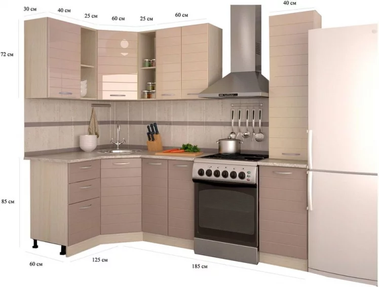 Кухонный гарнитур угловой Крем брюле Капучино №1_1