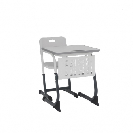 Парта одноместная регулируемая по высоте СМАРТЙ ПЛУС 600х500  с антивандальной  полиуретановой кромкой и сеткой (рост 5-7) Антрацит/Белый/Серый Кромка Антрацит / SMARTY PLUS_1