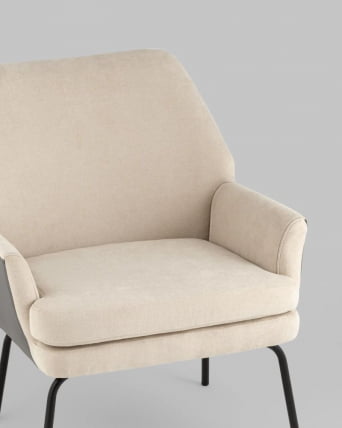 Кресло Харви Бежевый с серой экокожей_3