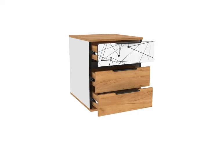 Тумба прикроватная Урбан ЛД 528.120.000 Белый/Черный/Дуб Золотой_1