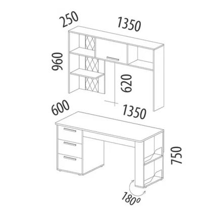 Стол с надстройкой (лев/прав) Аляска 62_8