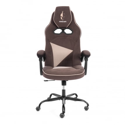 Кресло Arena metalBL велюр, коричневый/бежевый, 6/7_5