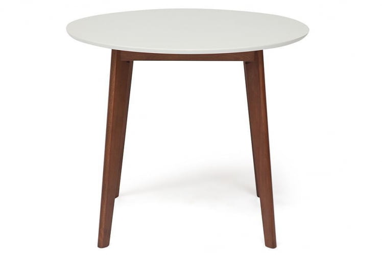 Стол обеденный BOSCO (Боско) основание бук, столешница мдф, D900, Белый + Коричневый_1