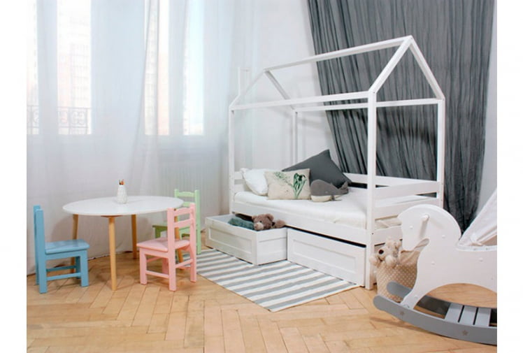 Кровать-домик RooRoom кд-1Р с ящиками Розовая_2