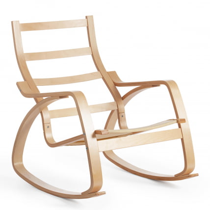 Кресло-качалка mod. AX3005 дерево береза, ткань: полиэстер/хлопок, 61х94,5х104 см, дерево: натуральный #1/ ткань светло-серая 2_5