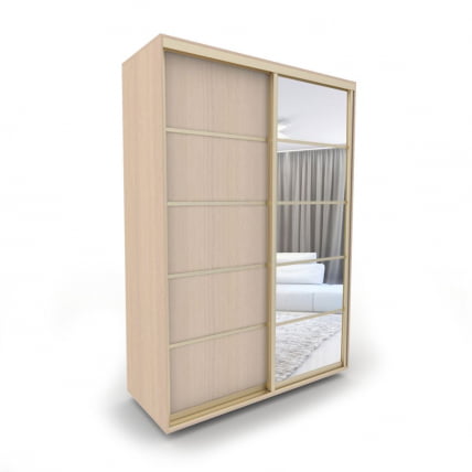 Шкаф-купе 2-х дверный Акцент-Квадро Д 1000х600  Дуб молочный/Золото_0