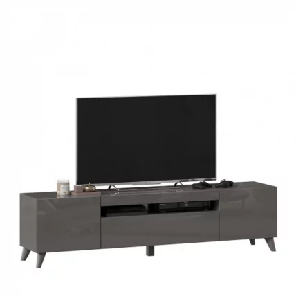 Тумба под ТВ Бруклин 1800 с опорами Оникс Серый глянец_2