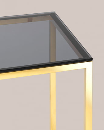 Журнальный стол ТАУН 40x40 Золото (стекло smoke)_5