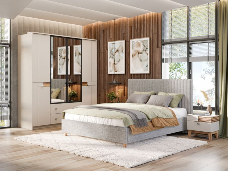 Спальный гарнитур Нильс №1 Кашемир/Дуб Тортуга_0