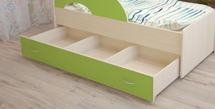 Ящик для кровати 160 РАДУГА Дуб млечный / Зелёный_0