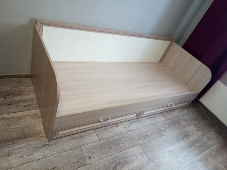 Кровать с ящиками Остин Модуль №23 Ясень шимо светлый/белый_3