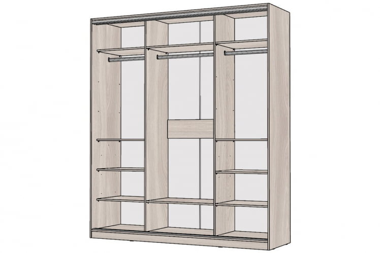 Шкаф-купе 3-х дверный Виктория 2000х584х2300, Ясень шимо светлый 20ДЗДЗДЗ-ППШШ-Яшс 310-2571_1