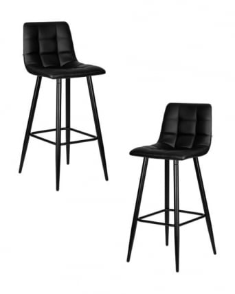 Стул барный DOBRIN NICOLE (черные матовые ножки, черная экокожа (P-01)) 2 шт_0
