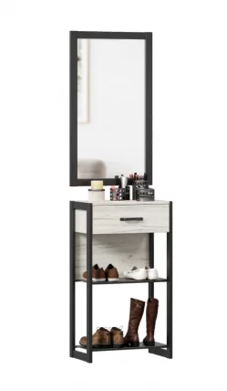 Тумба с зеркалом Техно ЛД 01 Дуб Крафт Белый Черный_2