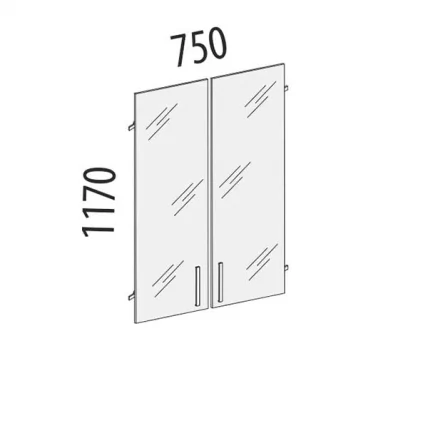 Двери стеклянные 3 секции Альфа 64.38_1