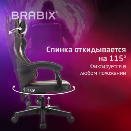 Кресло компьютерное BRABIX Shooter GM-123, 2 подушки, экокожа, черное/красное_15