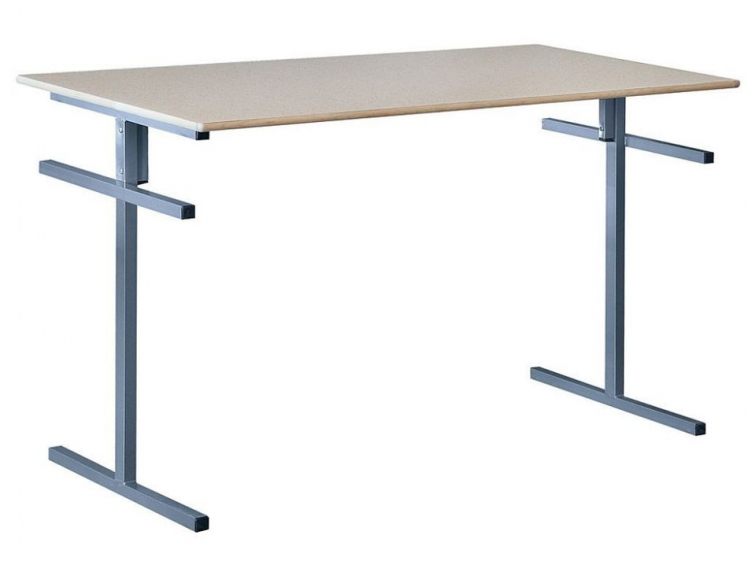 Стол обеденный универсальный с подвесами для 2 скамеек 1500х700 мм ЛДСП Серый/Металл Коричневый_0