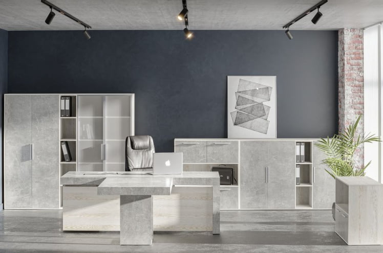 Шкаф высокий 4 створки, с нишей B-TONE BTN36153531 Сосна Бетон светлый_1