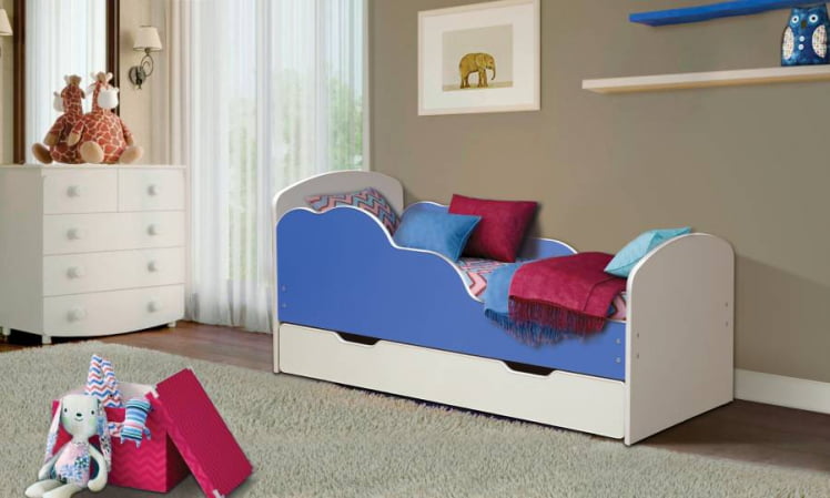 Кровать детская ОБЛАКА №2 700*1400 Белый/Синий_0